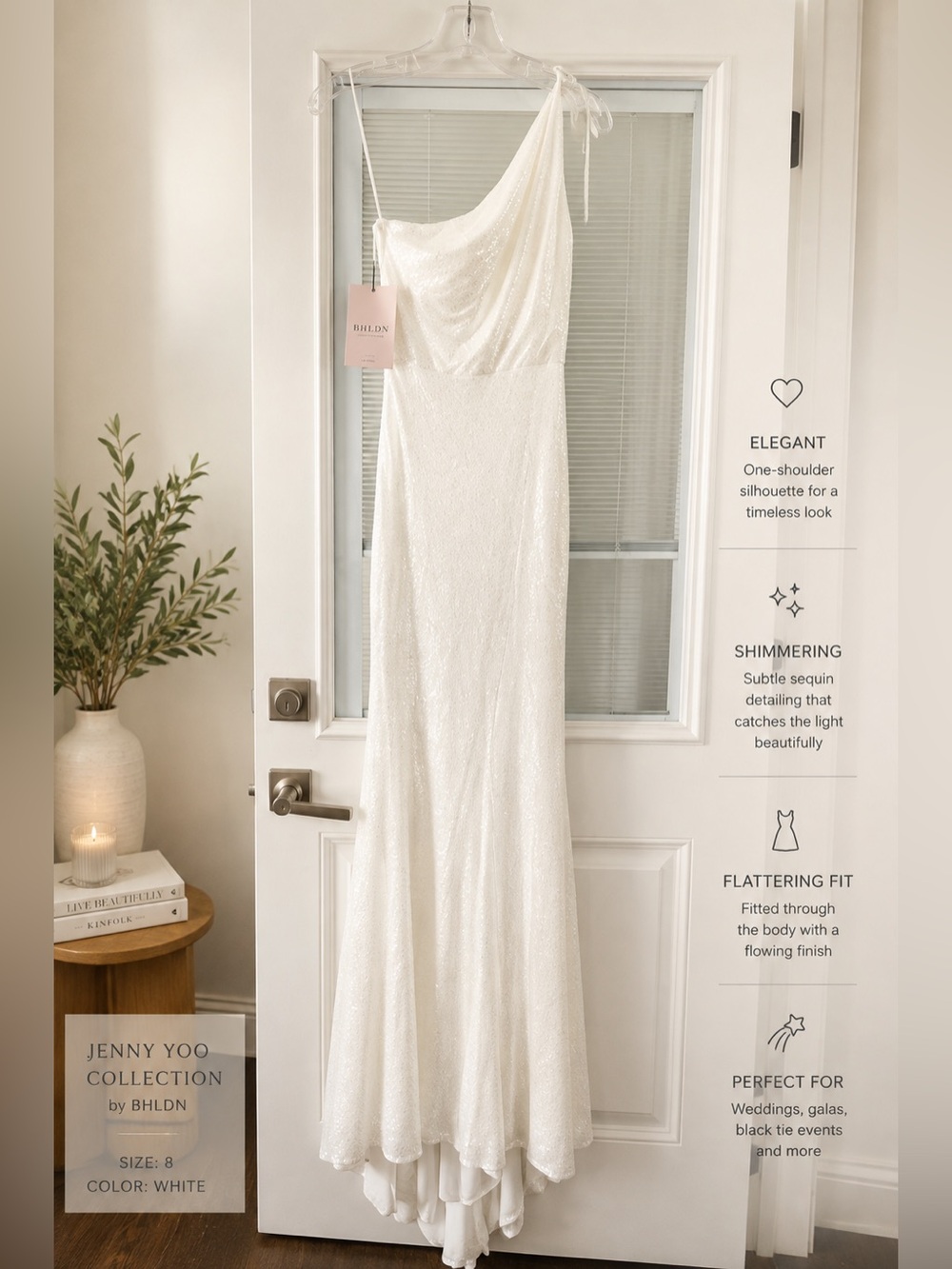 BHLDN Elegant White One-Shoulder Dress Jenny Yoo Collection